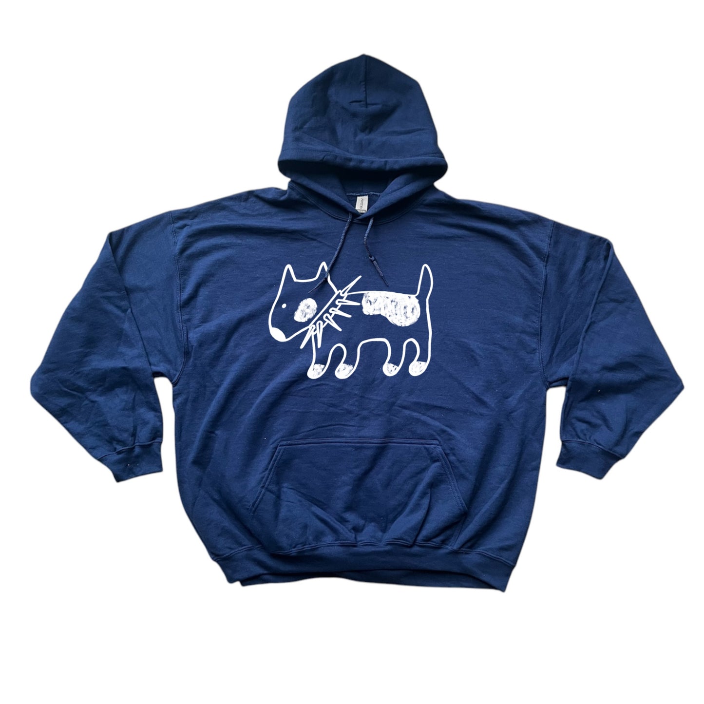 Spiky collar dog navy hoodie