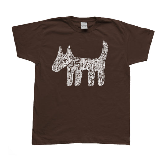 Scruffy bow white on brown tee