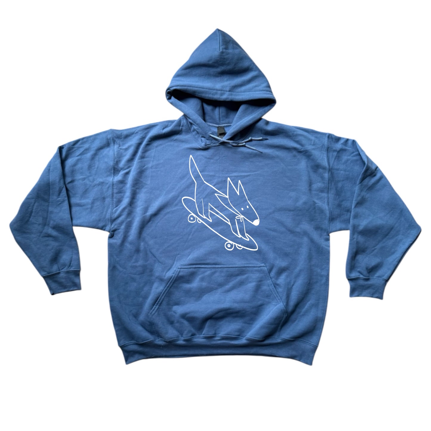 Skater dog indigo blue hoodie