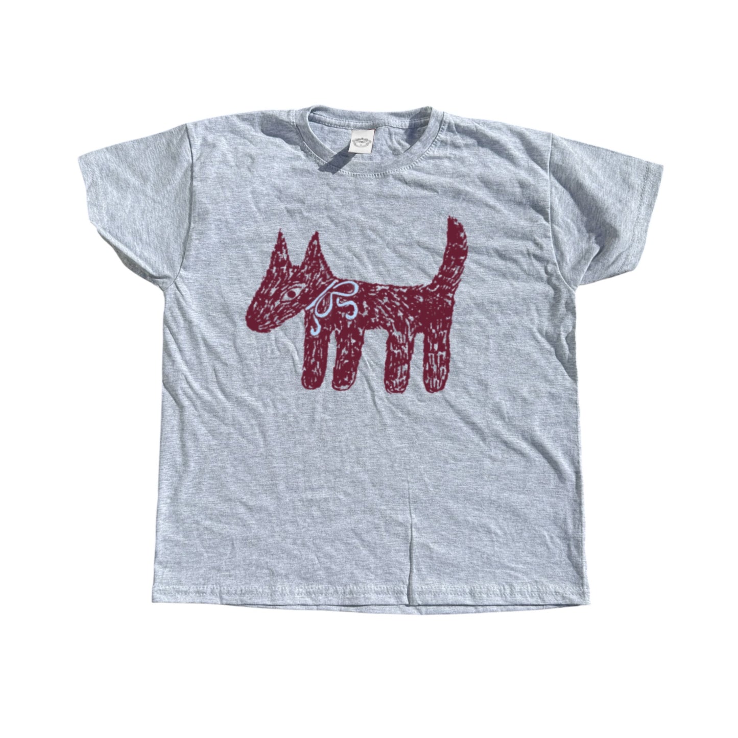 Scruffy bow dog grey tee