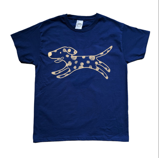 Polka dot dalmatian beige on navy Tee