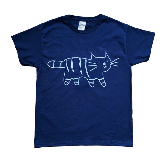 Tiger light blue on navy Tee