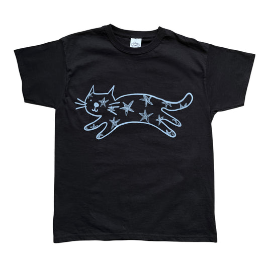 Starry cat black tee