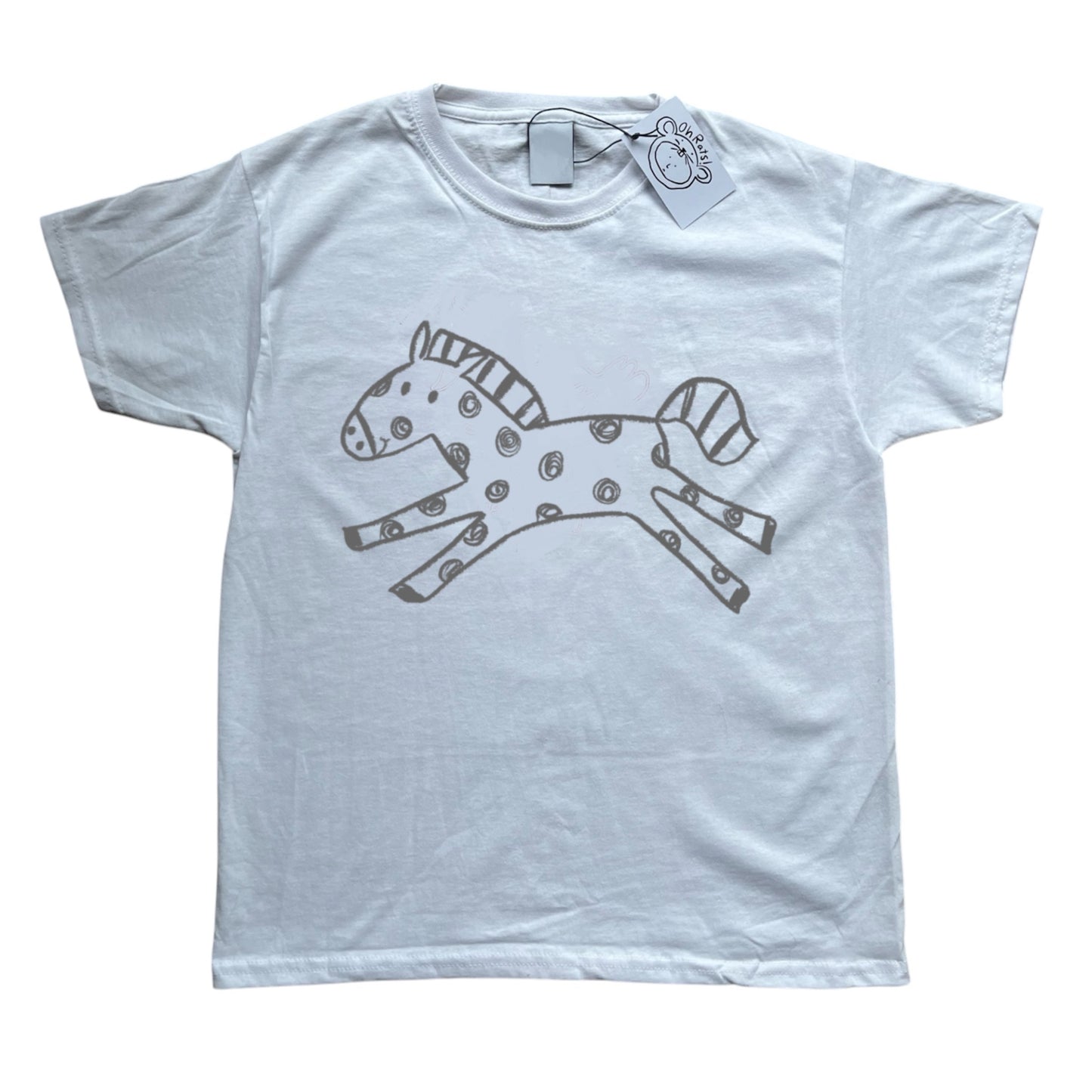 Polka dot horse white tee