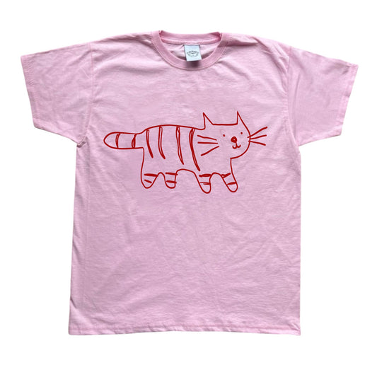 Tiger red on pink Tee