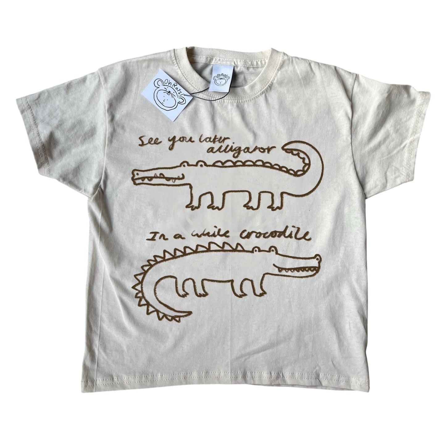 See you later alligator beige tee