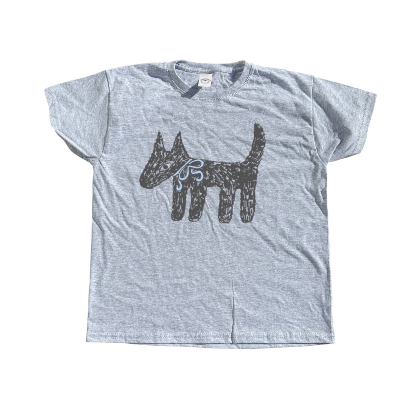 Scruffy bow dog grey tee