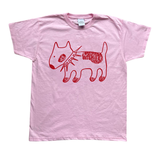 Spiky collar dog red on pink Baby Tee