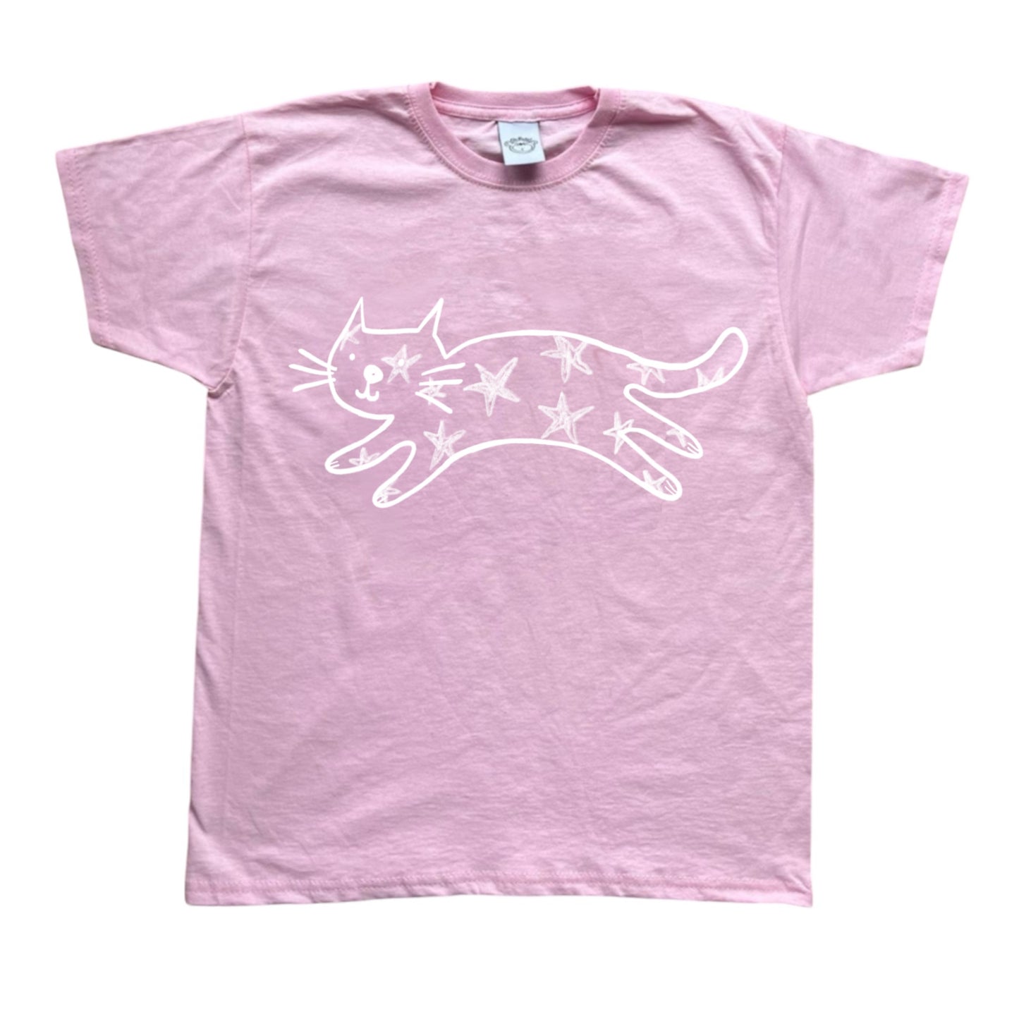 Starry cat pink tee