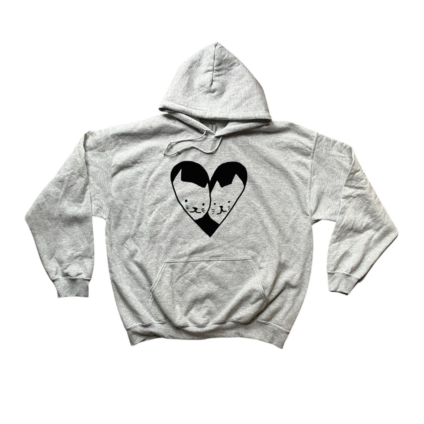 2 cats in love grey hoodie