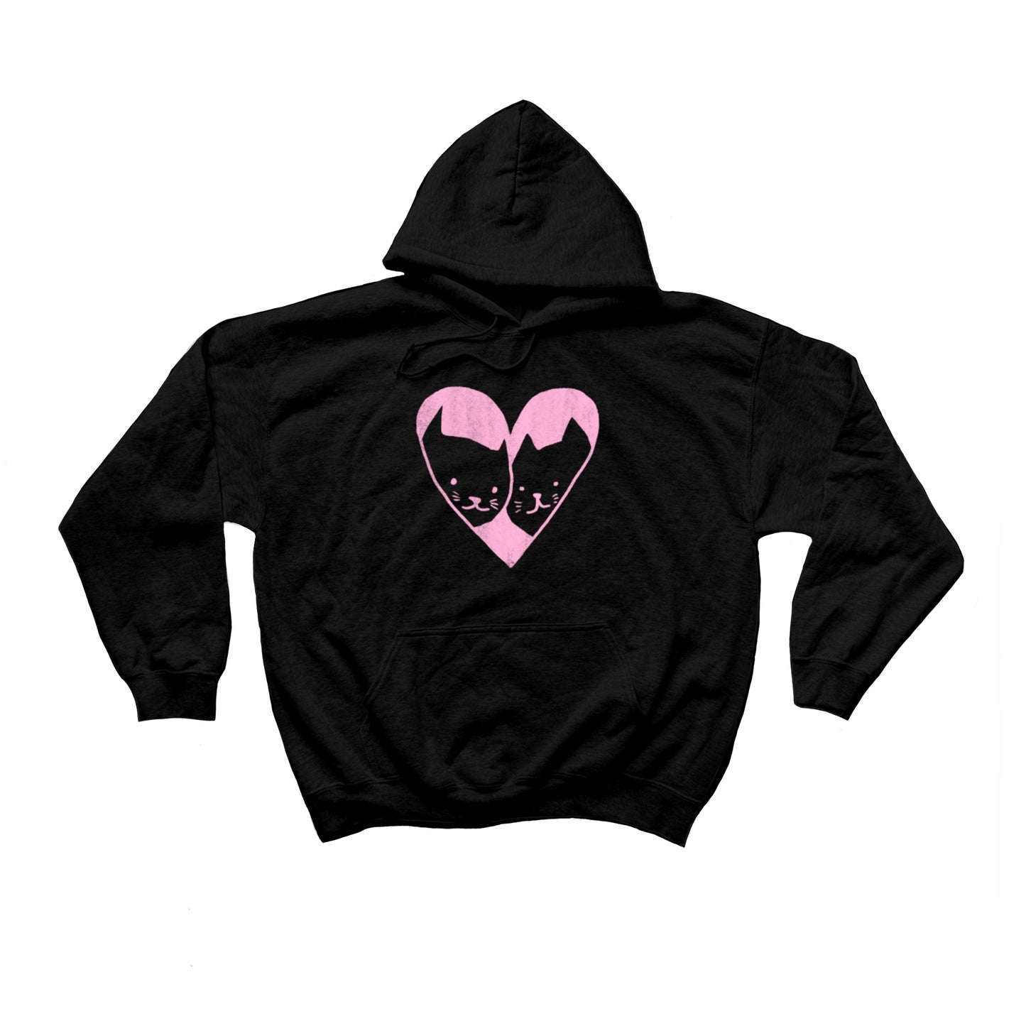 2 cats in love black hoodie