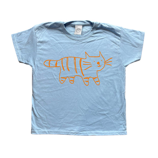 Tiger orange on baby blue Tee