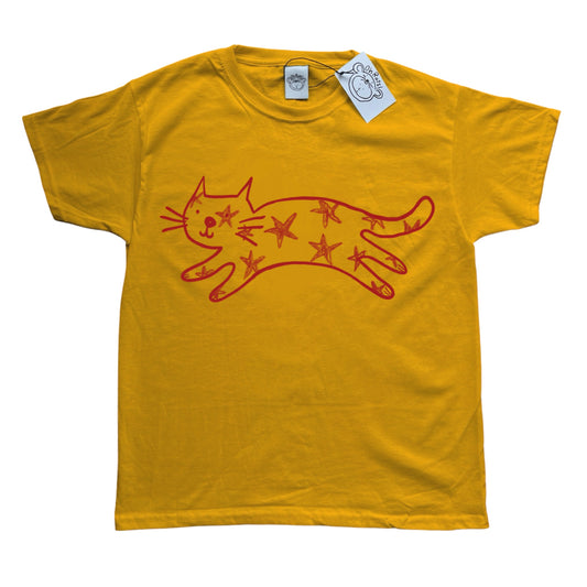 Starry cat yellow tee