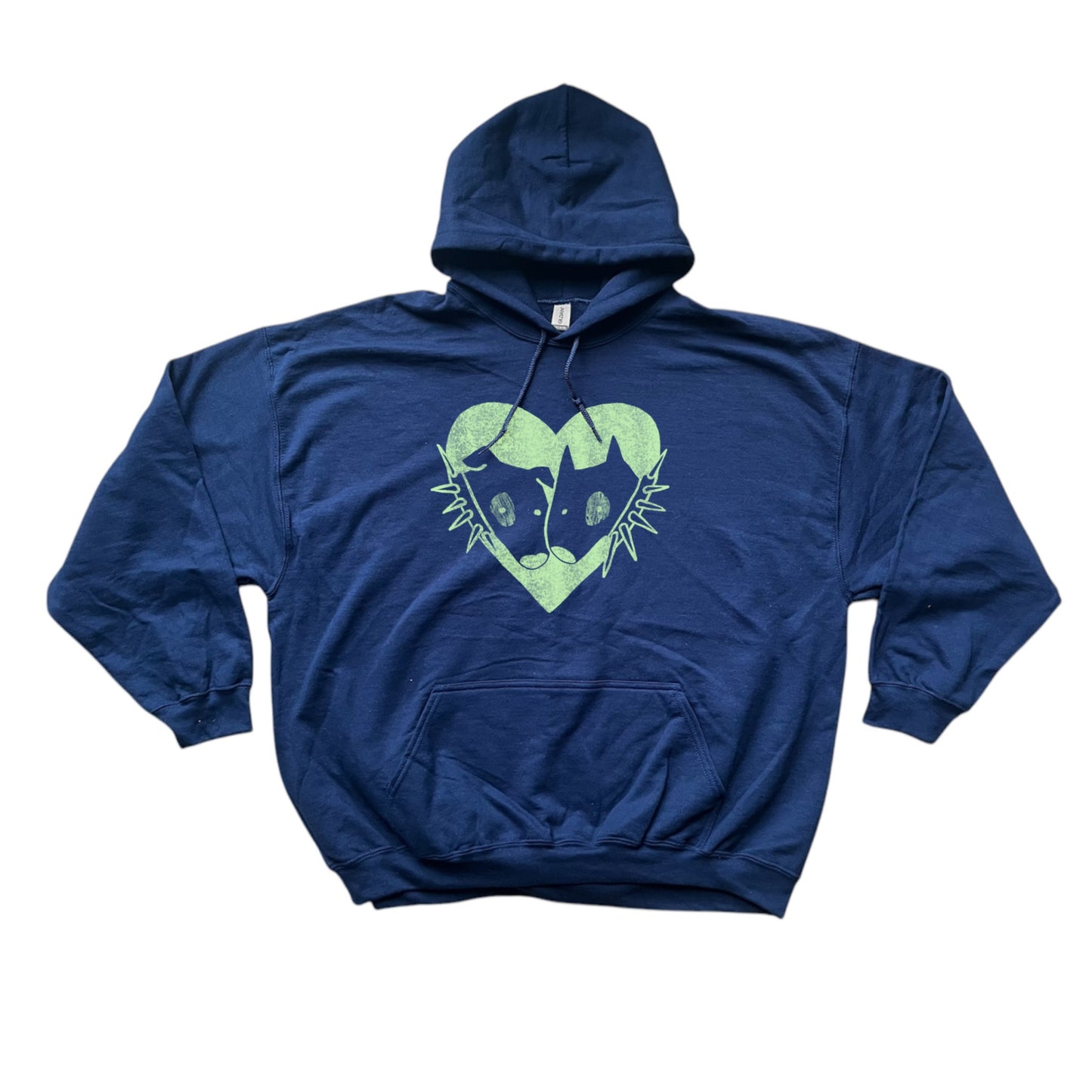 2 spiky collar dogs in love navy hoodie