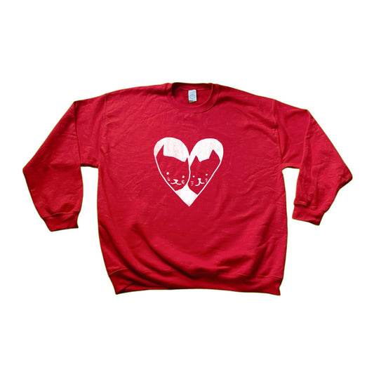 White on Red 2 Cats in love sweatshirt