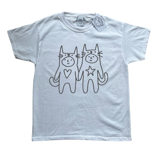 Two critters in love grey on white Tee