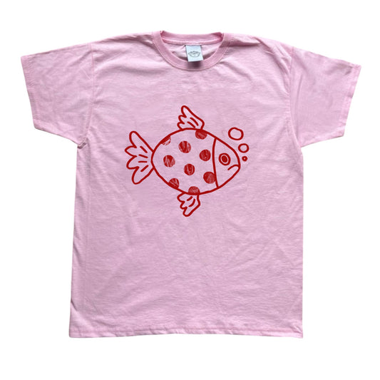 Polka dot fishy red on pink Tee