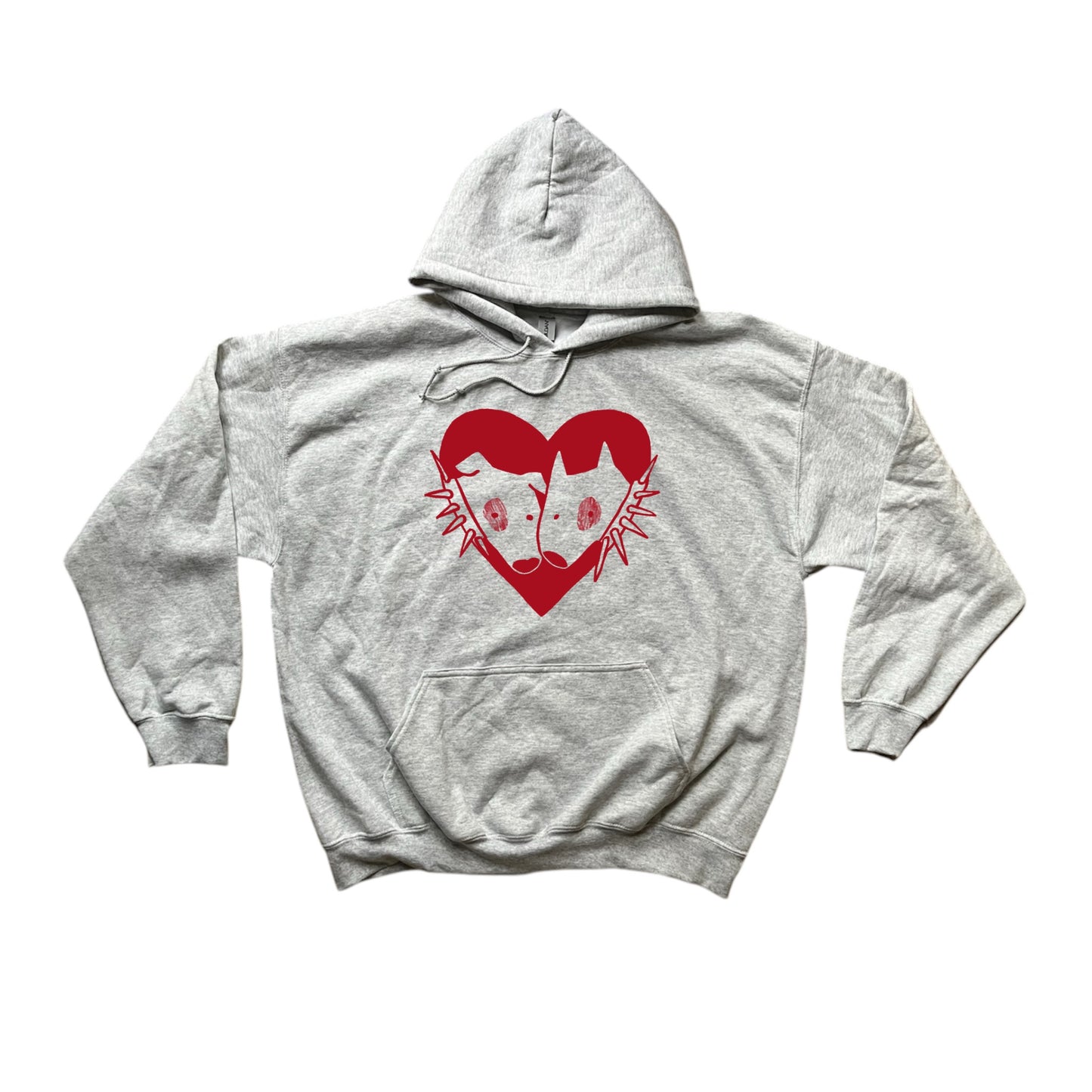 2 spiky collar dogs in love grey hoodie