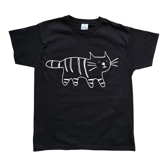 Tiger white on black Tee