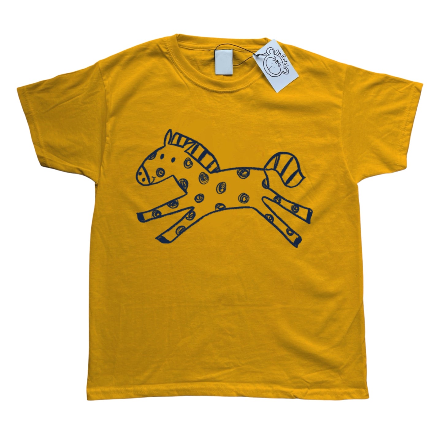 Polka dot horse yellow tee