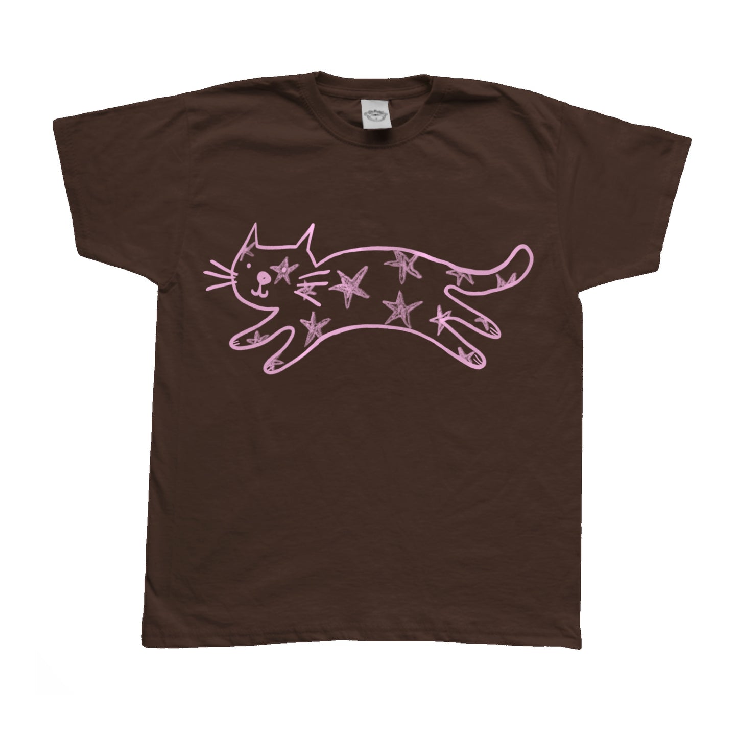 Starry cat brown tee