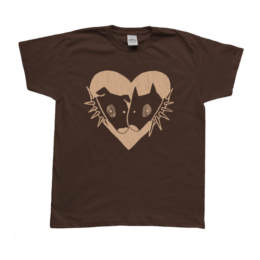 2 dogs in love beige on brown Tee
