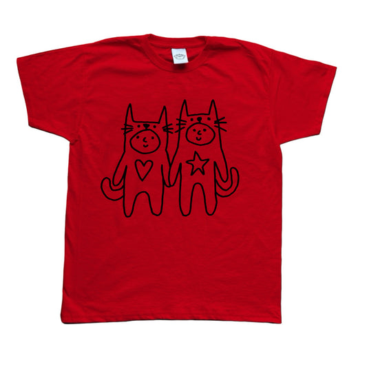 Two critters in love black on red Tee