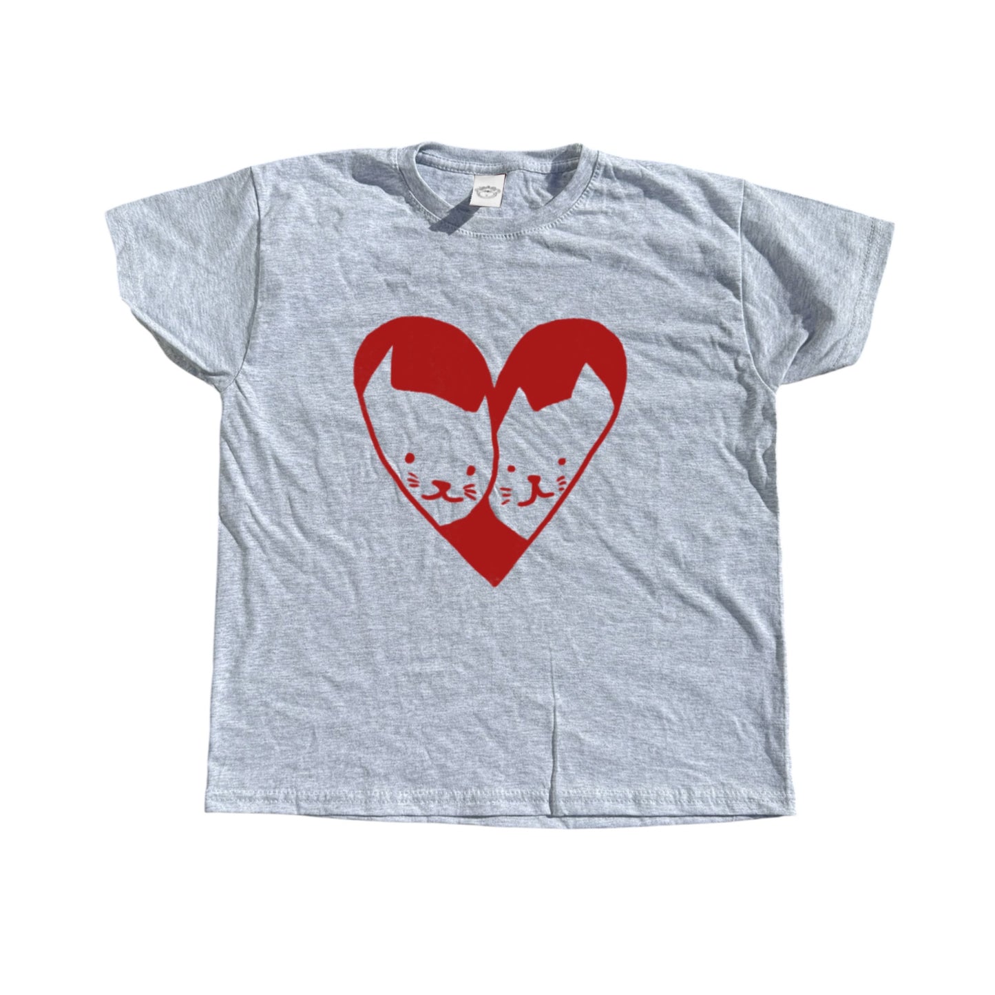 2 cats in love grey tee
