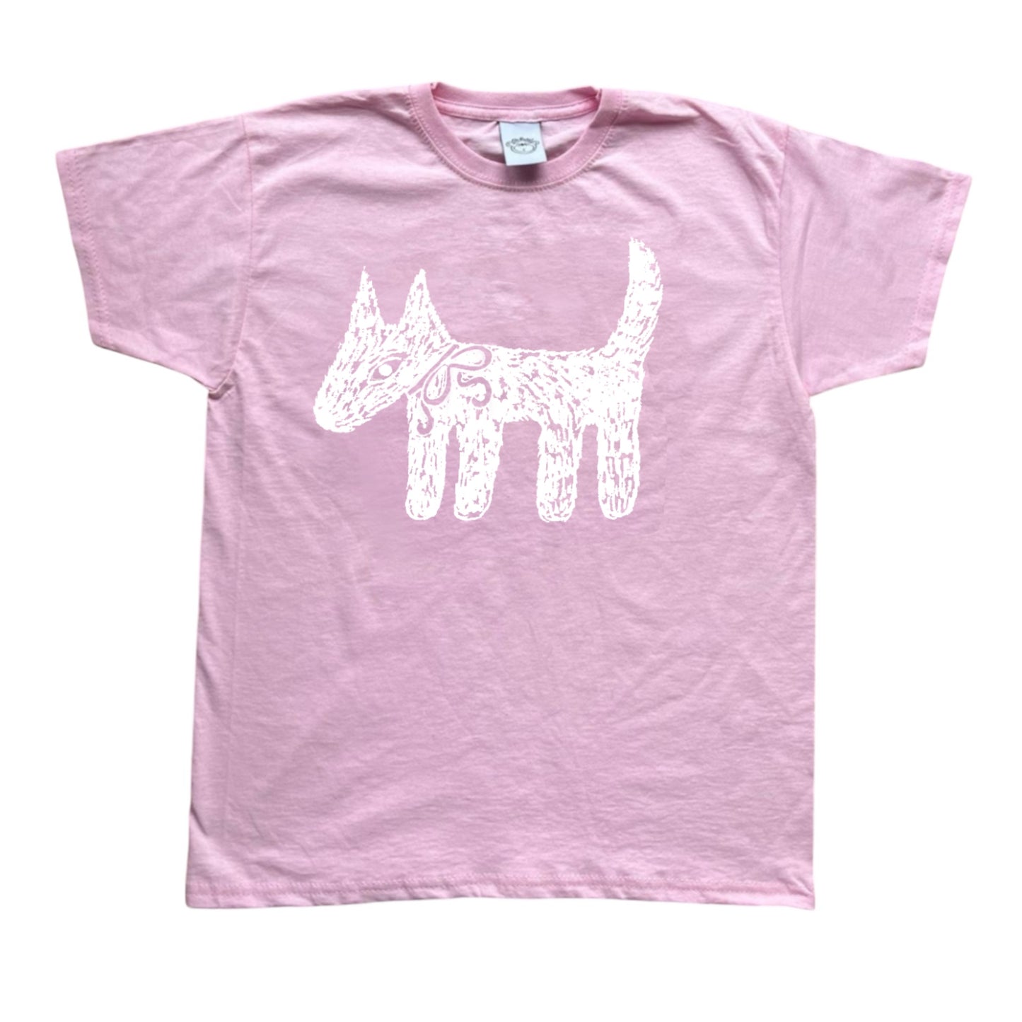 Scruffy bow dog pink tee