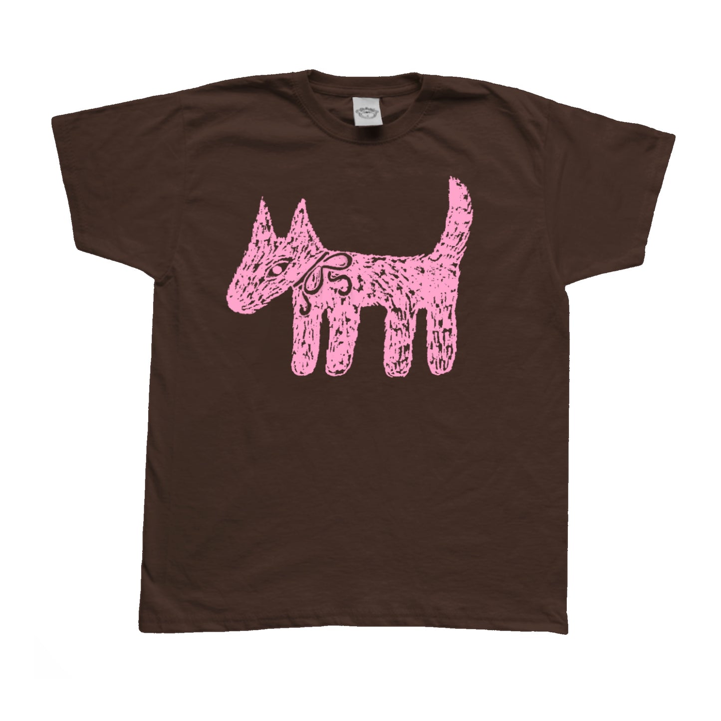 Scruffy bow dog brown tee