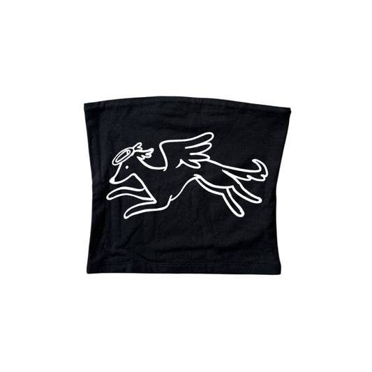 White on black heavenly hound bandeau top