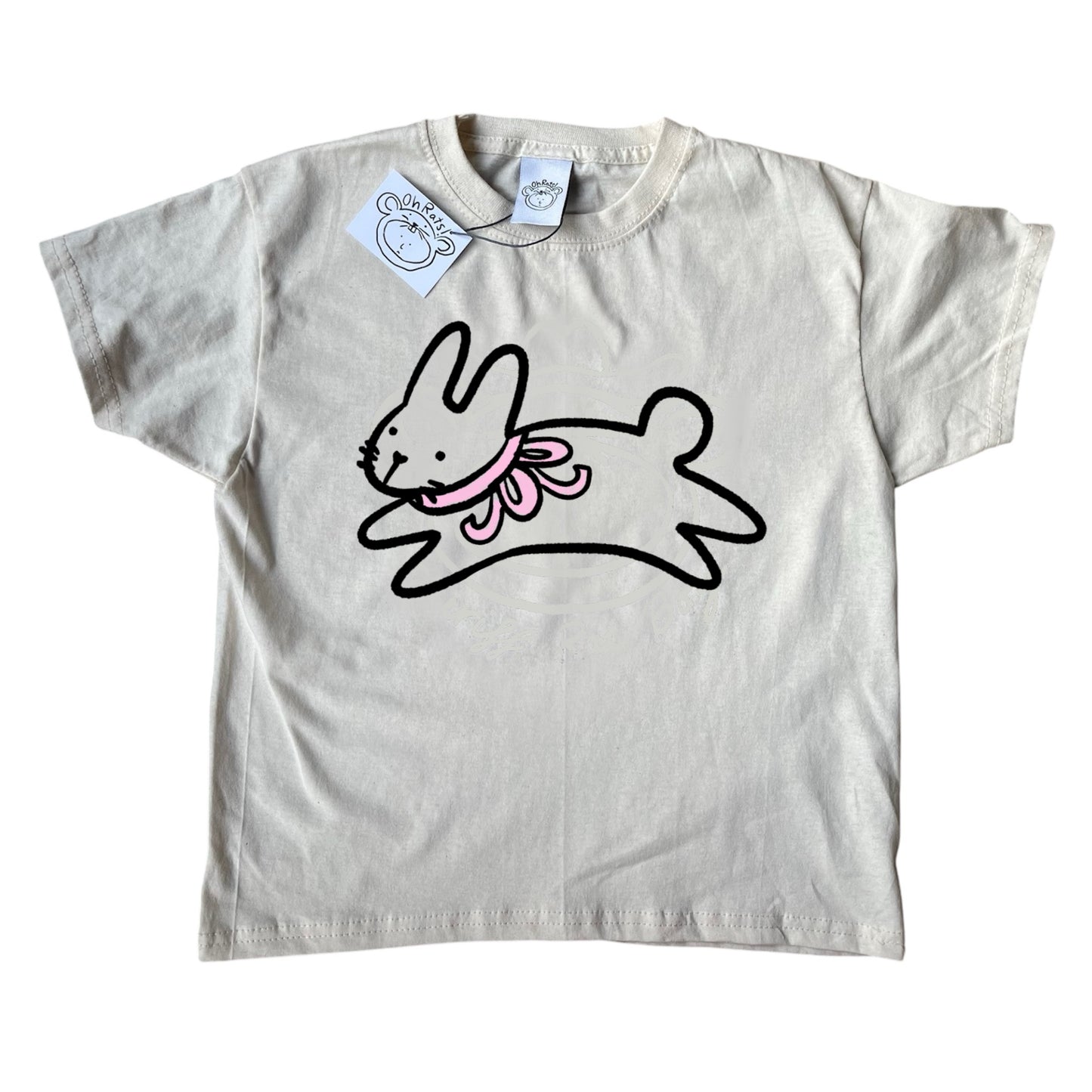 Bow bunny beige tee
