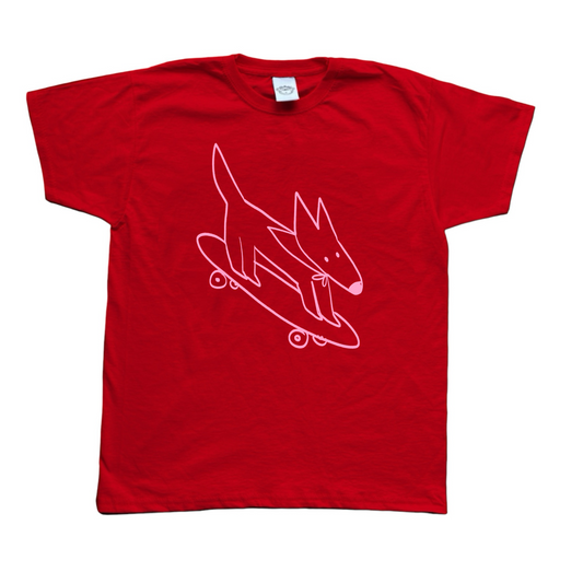 Skater dog red tee