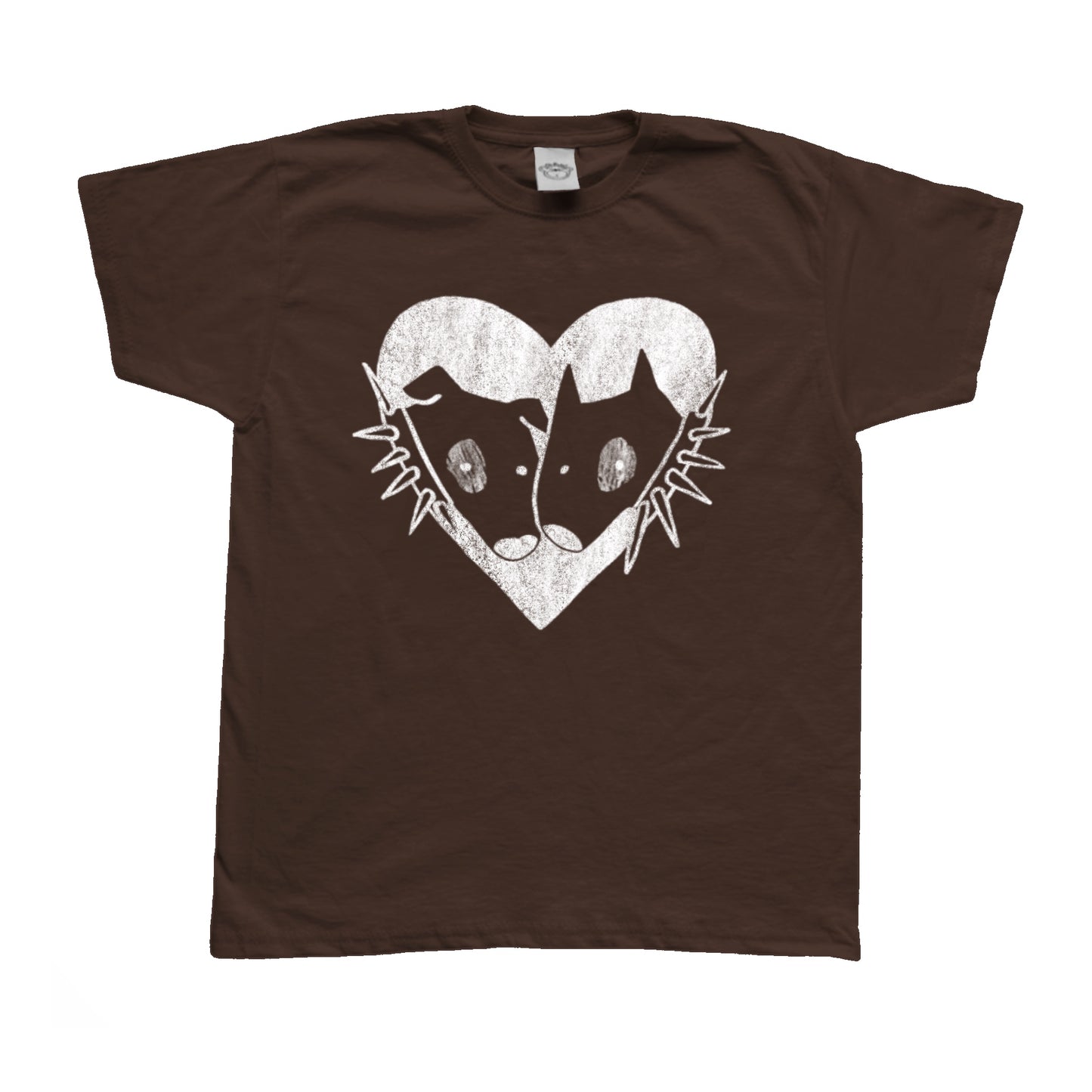 2 Spiky collar dogs in love black tee