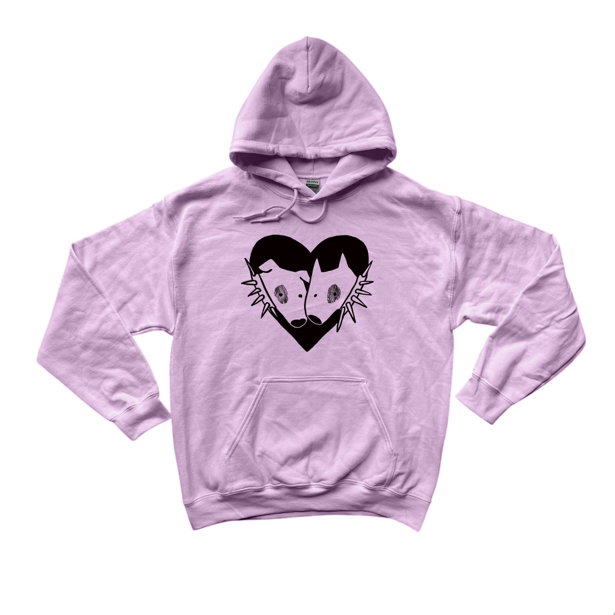 2 spiky collar dogs in love pink hoodie