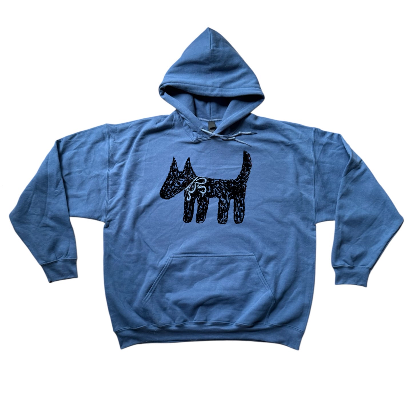 Scruffy dog indigo hoodie