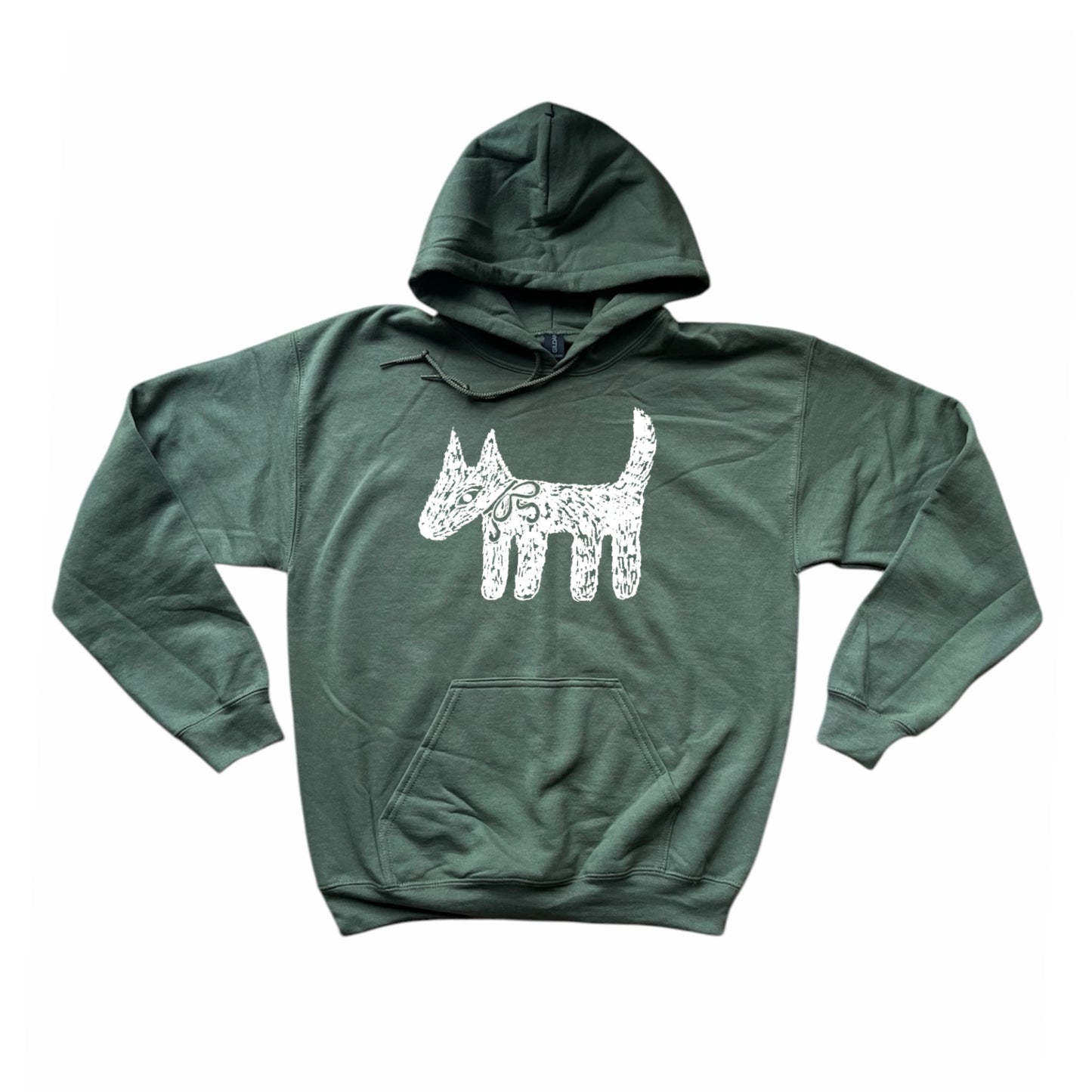 Scruffy dog khaki hoodie