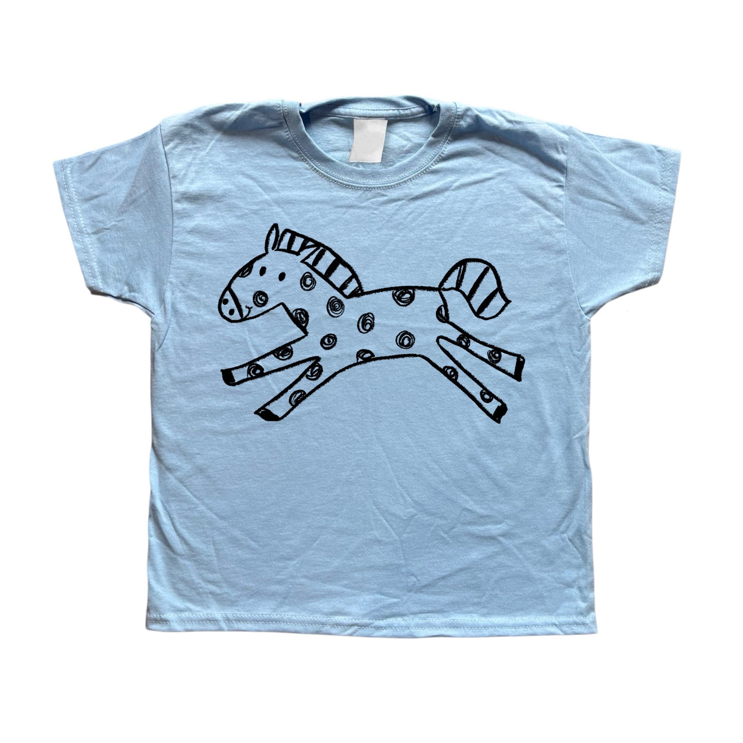 Polka dot horse baby blue tee