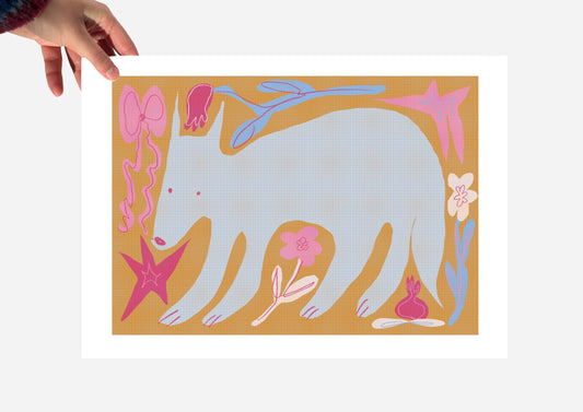 Forest dog orange print