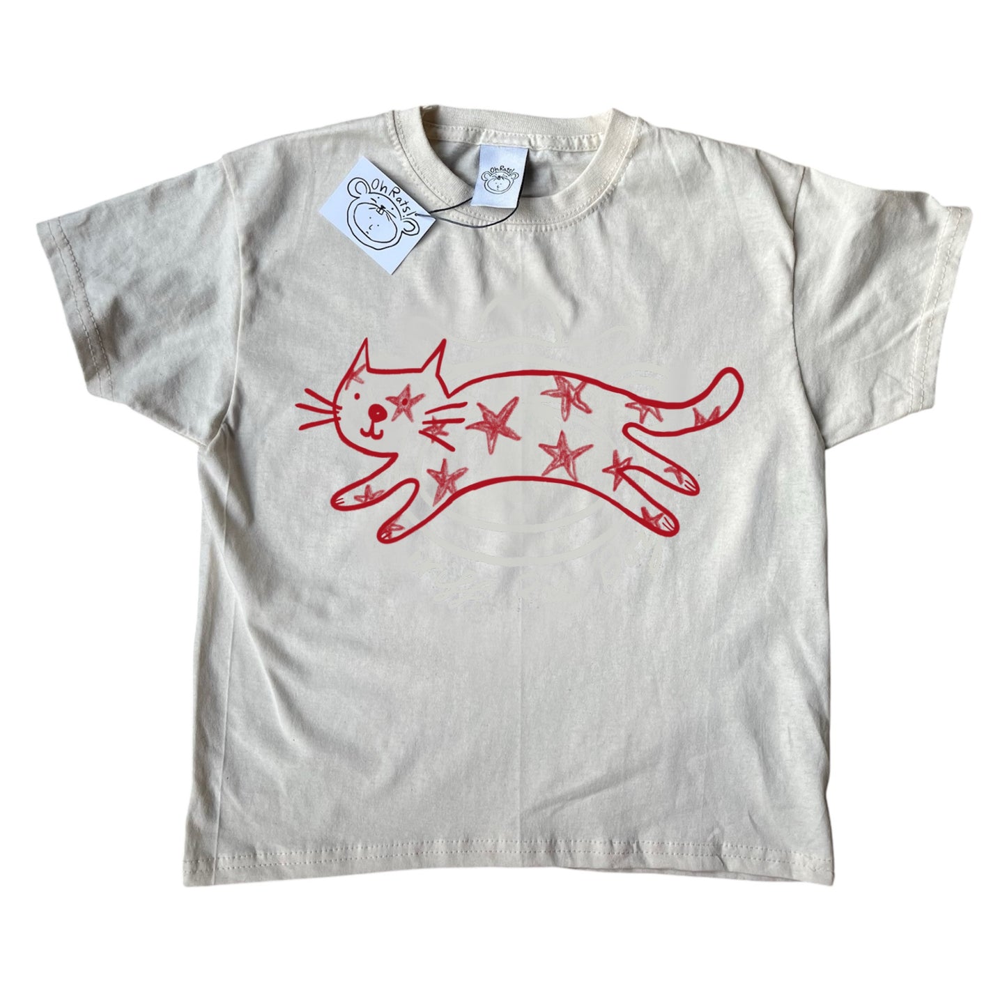 Starry cat beige tee