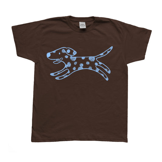 Polka dot dalmatian light blue on brown Tee