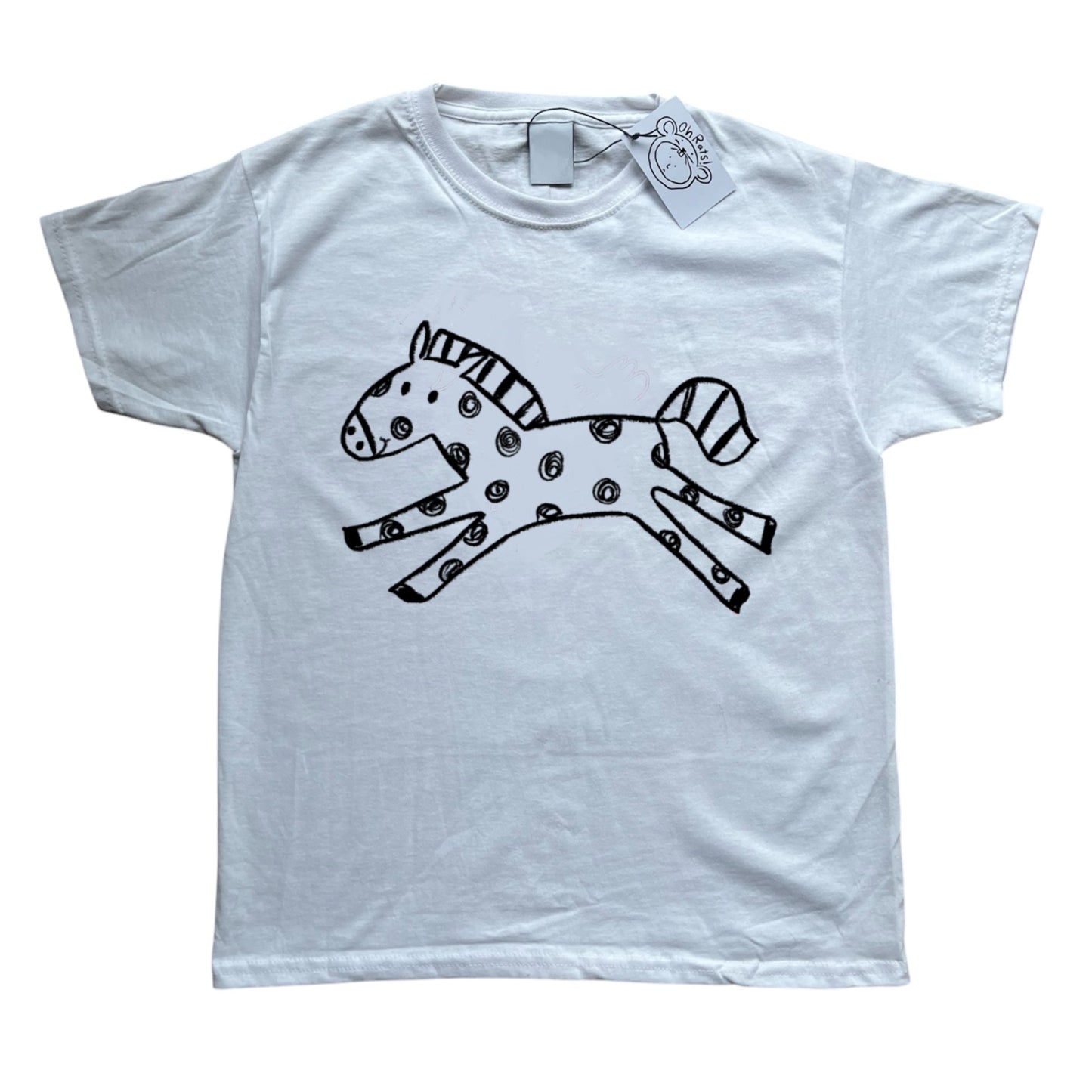 Polka dot horse white tee