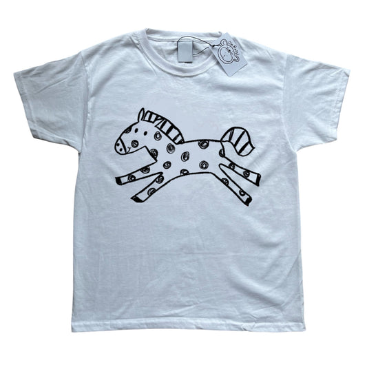 Polka dot horse white tee