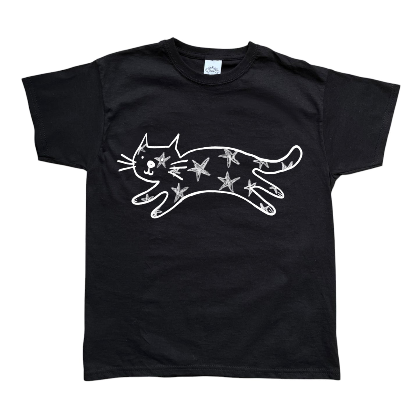 Starry cat black tee