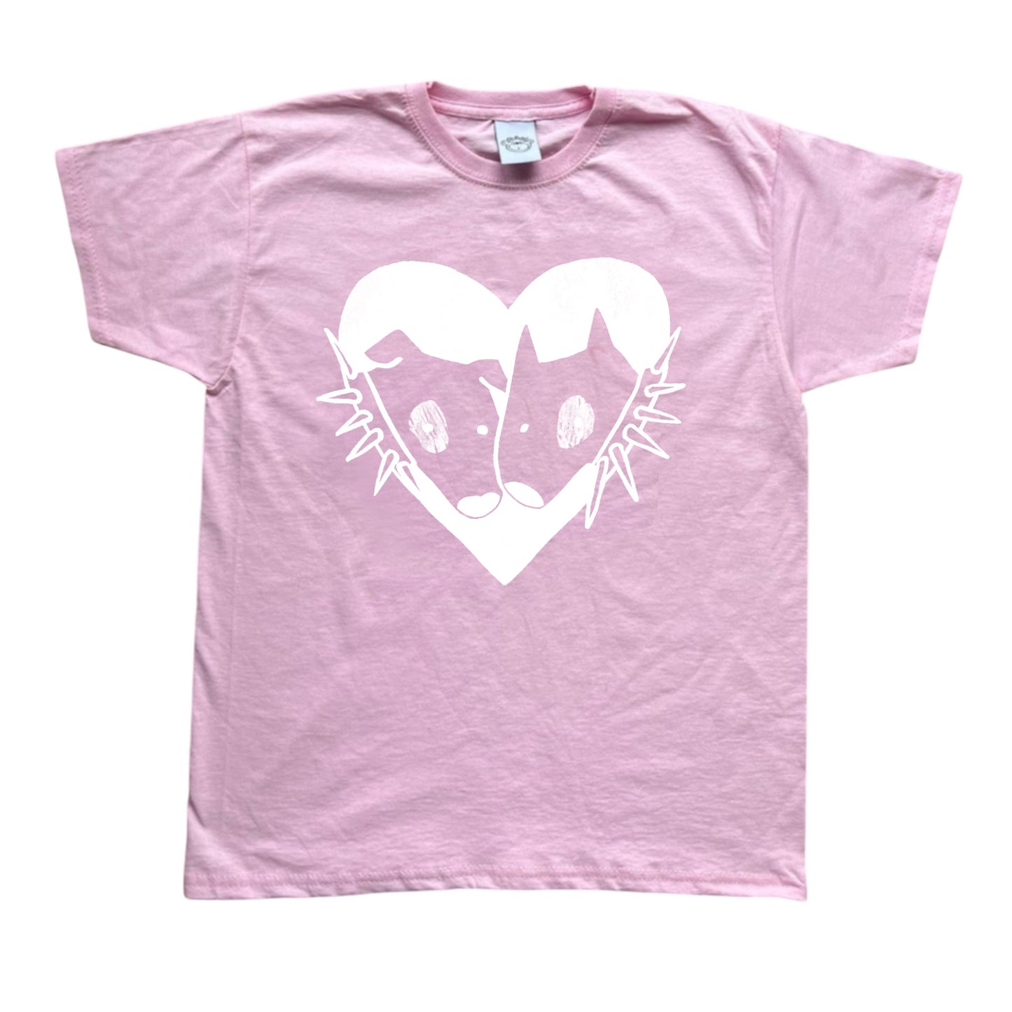2 Spiky collar dogs in love pink tee