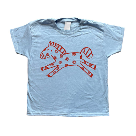 Polka dot horse baby blue tee