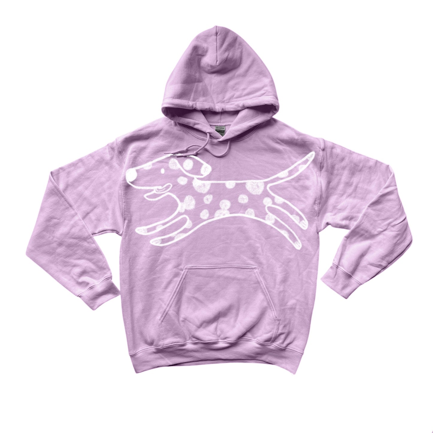 MEGA Polka dot dalmatian dog white on pink hoodie