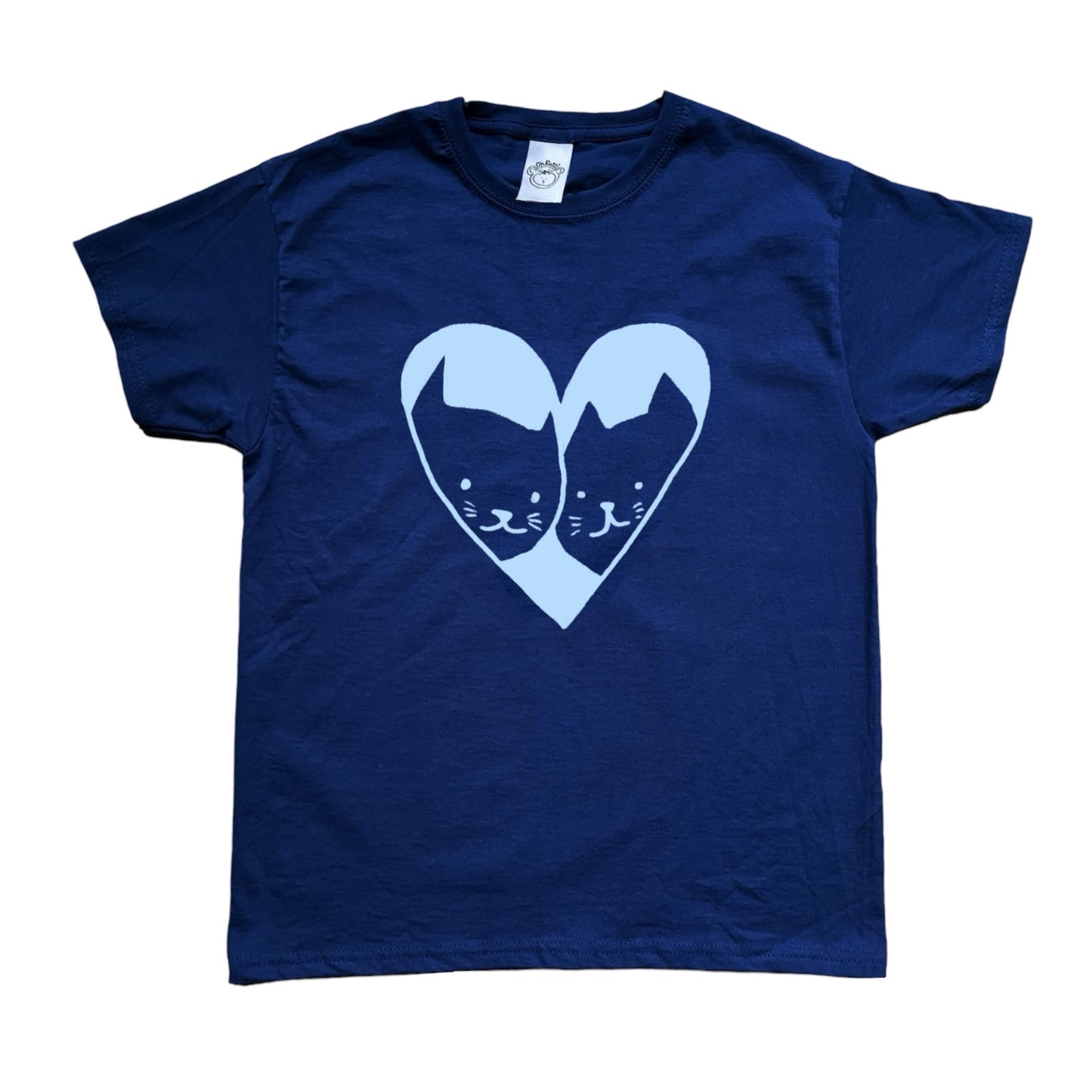 2 cats in love navy tee