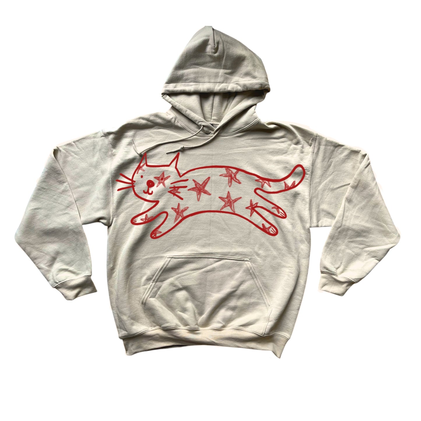 Mega Star Cat beige hoodie