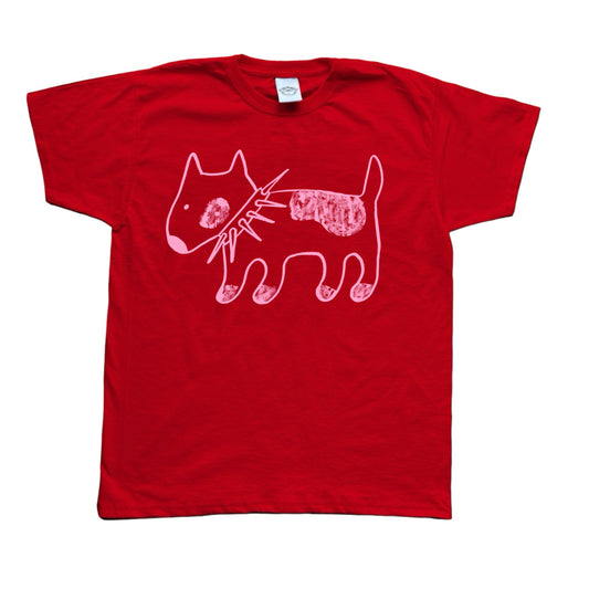 Spiky collar dog pink on red Baby Tee